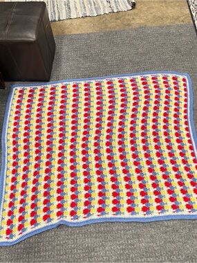 Handmade Multicolor Crochet Throw Blanket Soft Jacob’s Ladder Design